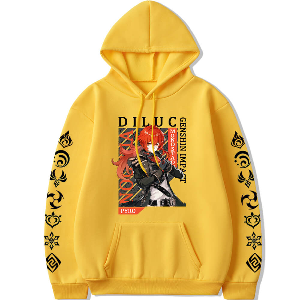 Genshin Impact Pyro Diluc long sleeves hoodie 6 colors