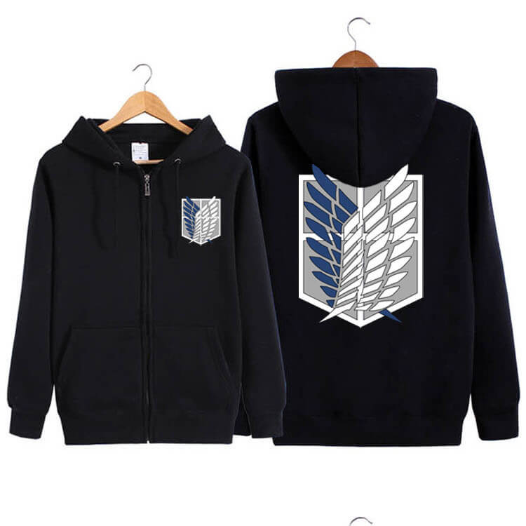 Attack on Titan Scouting Legion Logo long sleeves zip-up hoodie