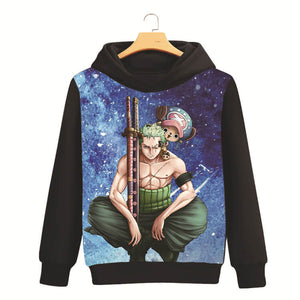 One Piece Zoro and Chopper long sleeves hoodie 2 color