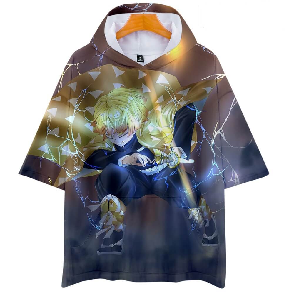 Demon Slayer Zenitsu Agatsuma 3D print long sleeves hoodie